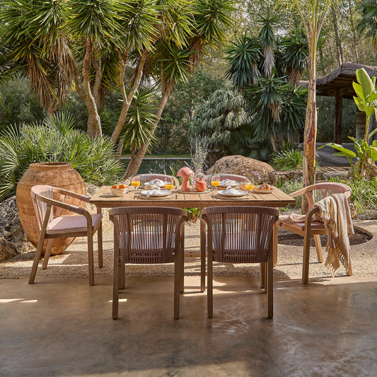 Shiro Pink Rope Wooden Garden Chairs - Set of 2 - Laura James