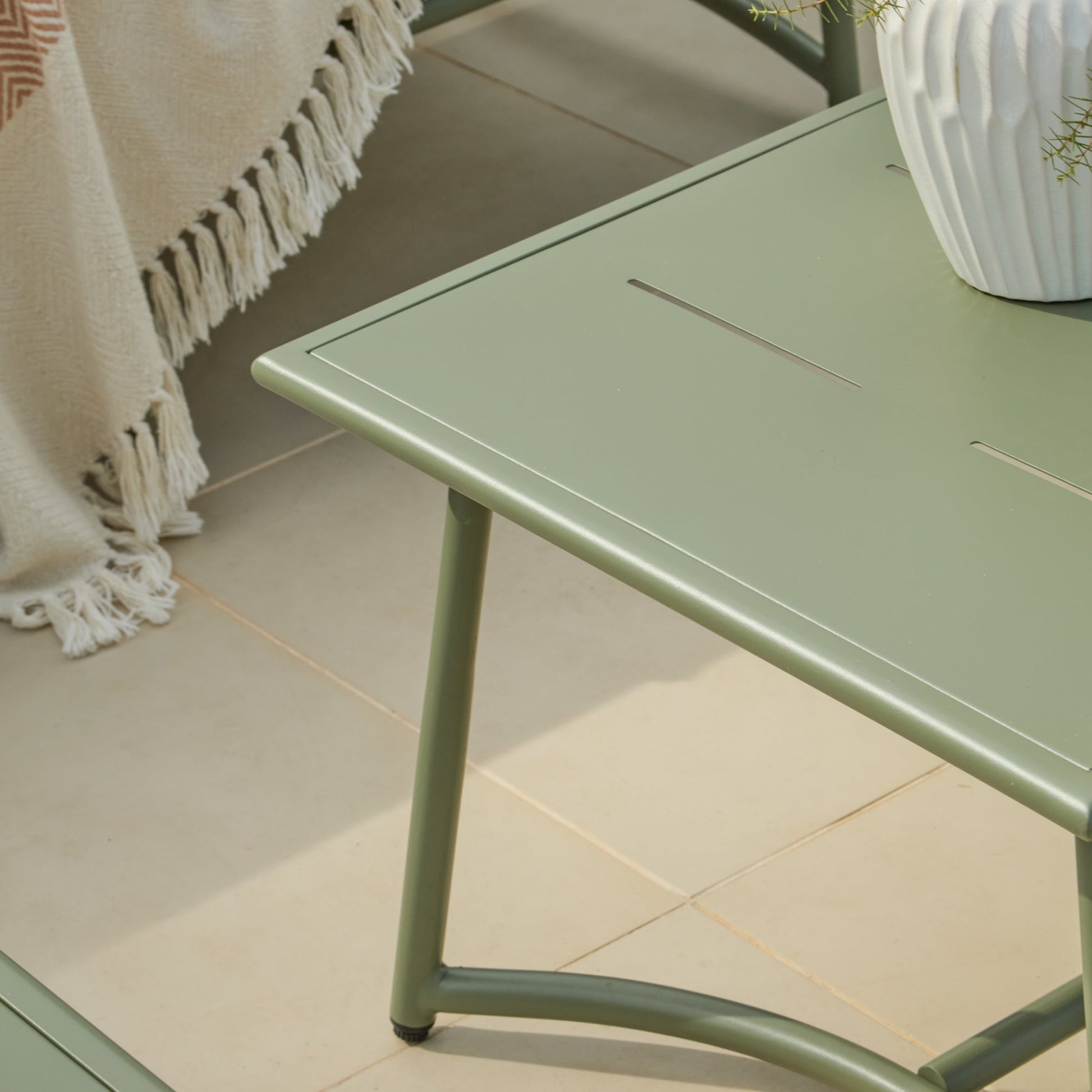 Wilder 8 Seater Metal Corner Sofa Set with Coffee Table - Olive Green - Laura James