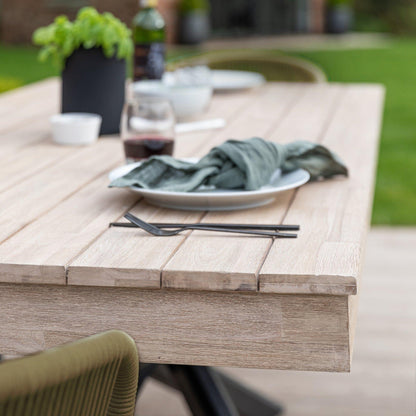 Amelia 8 Seater Whitewash Wood Black Legs Garden Dining Set - Hali Green Chairs - Laura James