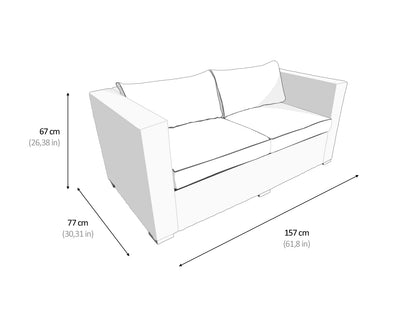 Ascot 2 Seater Rattan Garden Sofa Set in Premium Truffle Brown and Champagne