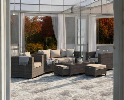 Ascot 3 Seater Rattan Garden Sofa Set in Premium Truffle Brown and Champagne