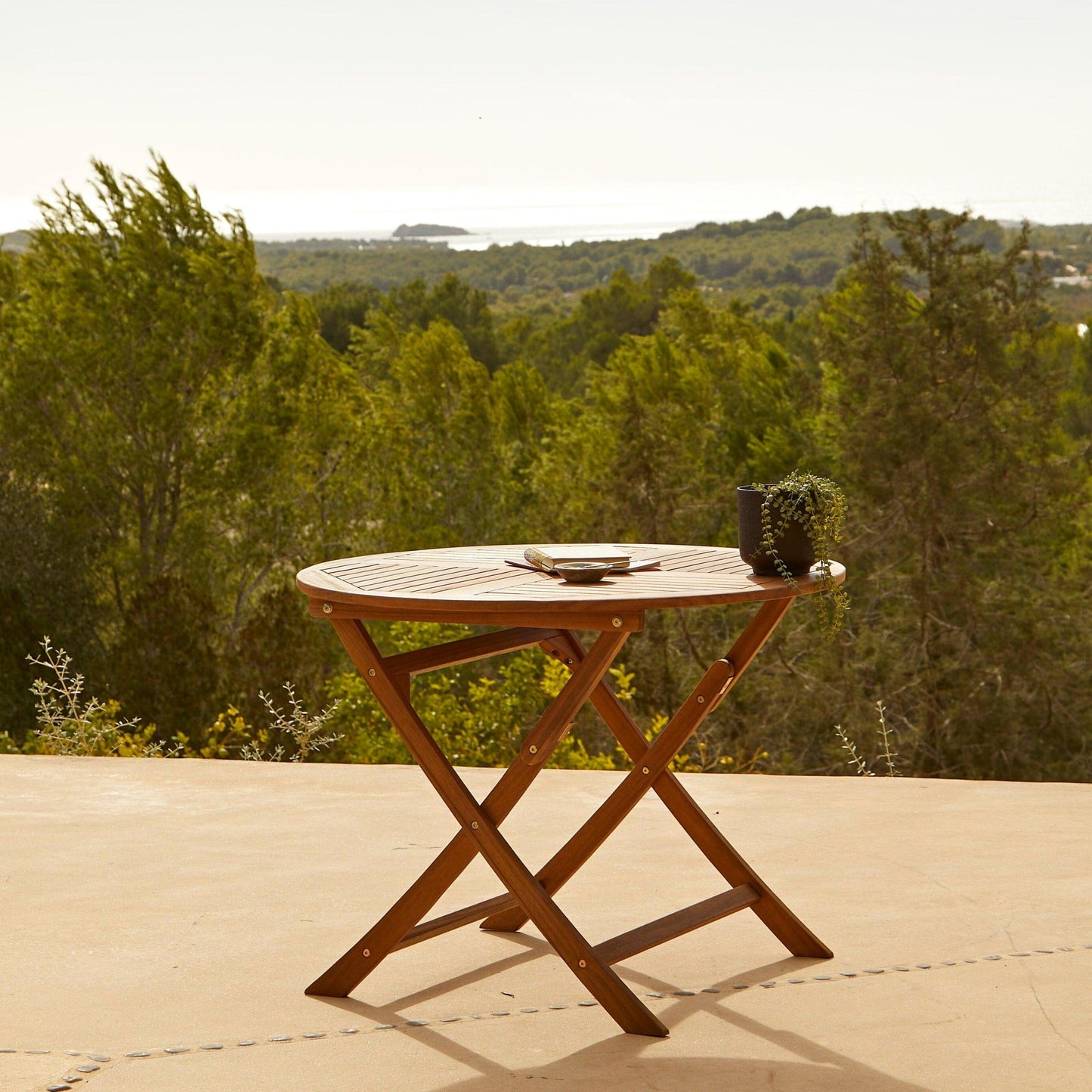 Ashby 4 Seater Wooden Round Folding Dining Table - 100cm - Laura James