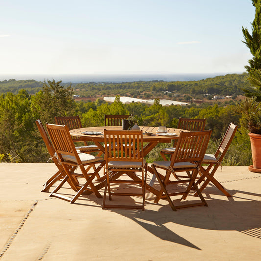 Ashby 8 Seater Wooden Round Garden Dining Set - 160cm - Laura James