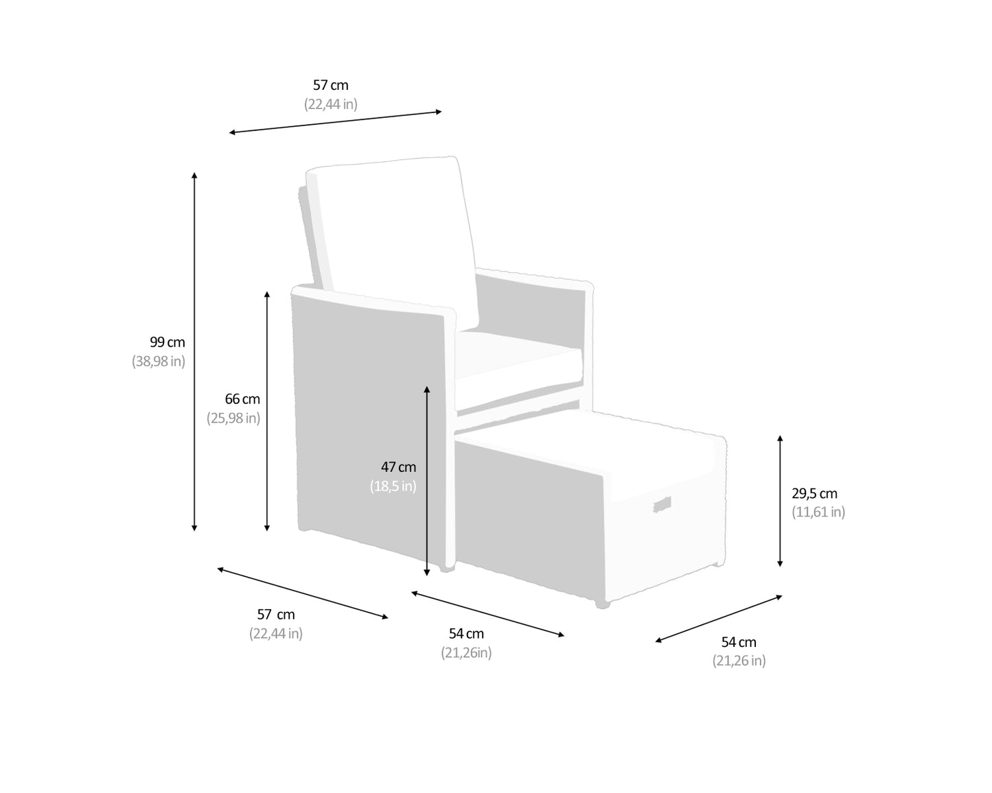 Barcelona 6 Seater Cube Set With Footstools in Black and Vanilla
