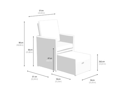 Barcelona 6 Seater Cube Set With Footstools in Grey