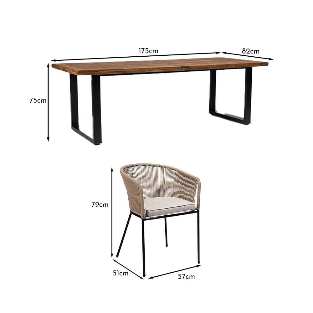 Hali 4 Seater Wooden Outdoor Dining Set with Hali Natural Chairs & Grey Premium Cantilever Parasol - 175cm