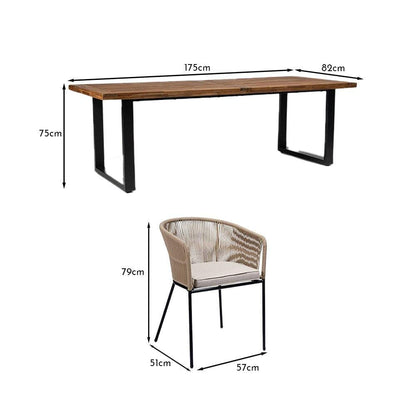 Hali 4 Seater Wooden Outdoor Dining Set with Hali Natural Chairs & Grey Premium Cantilever Parasol - 175cm