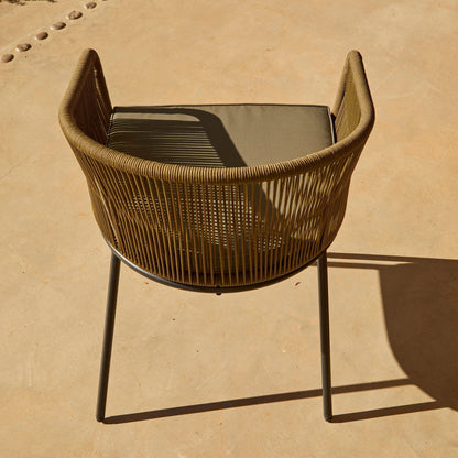 Hali Khaki Green Rope Chair with Cushion - Set of 2 - Laura James