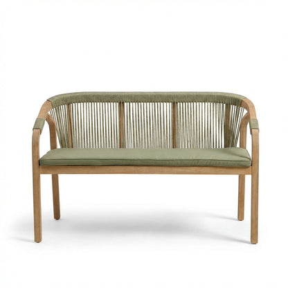 Shiro Wooden Garden Bench - Green Rope - Laura James