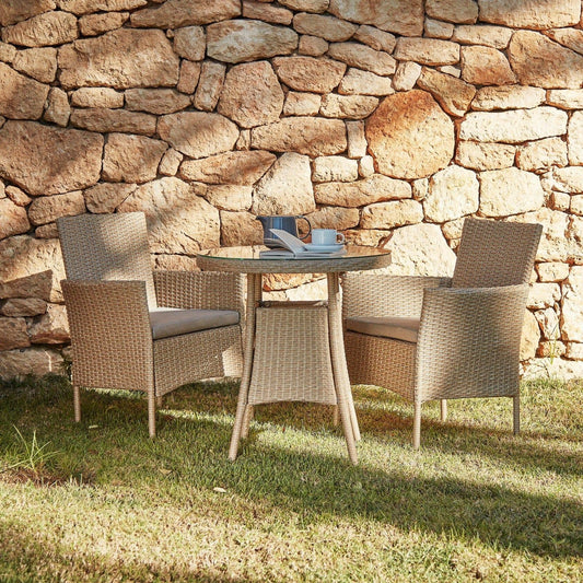 Kemble Natural Brown 2 Seater Rattan Dining Furniture Set - Laura James