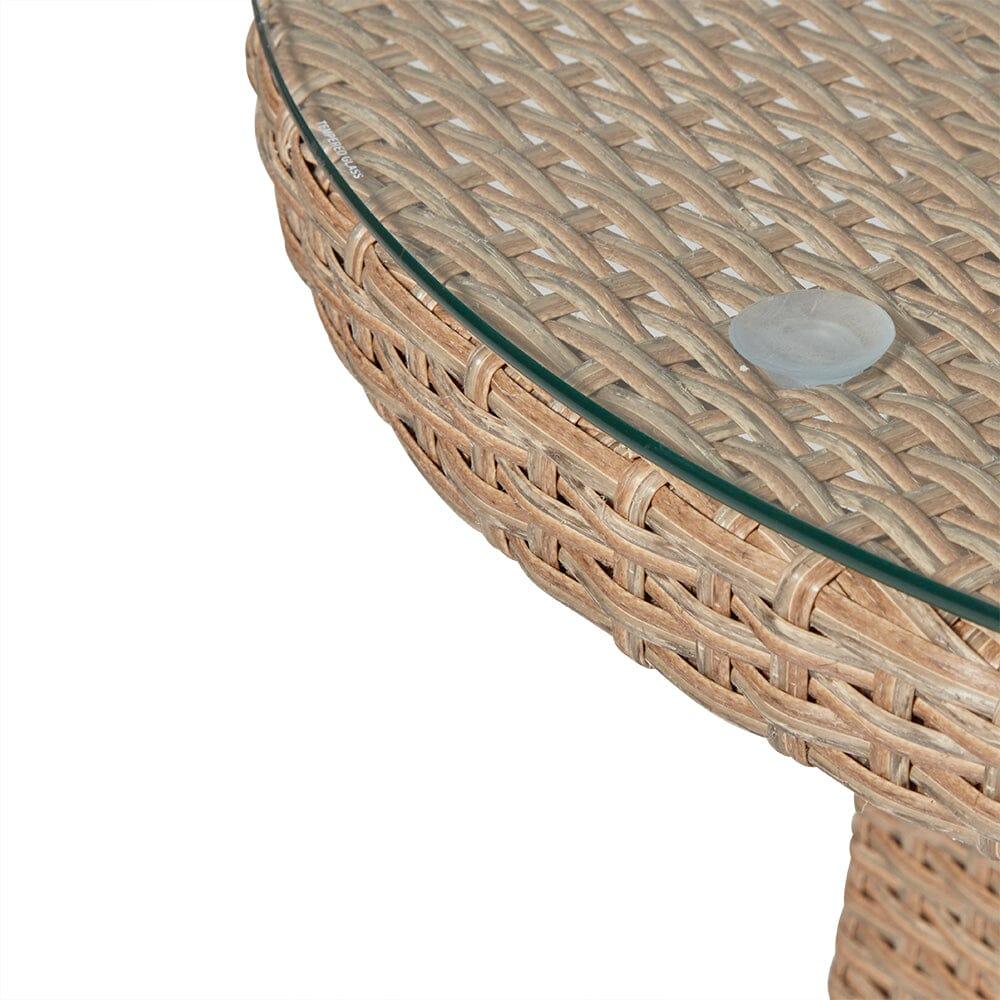 Kemble 8 Seater Rattan Round Dining Set with Grey Parasol - Natural Brown - Laura James