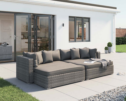 Monaco Rattan Garden Day Bed Sofa Set in Grey