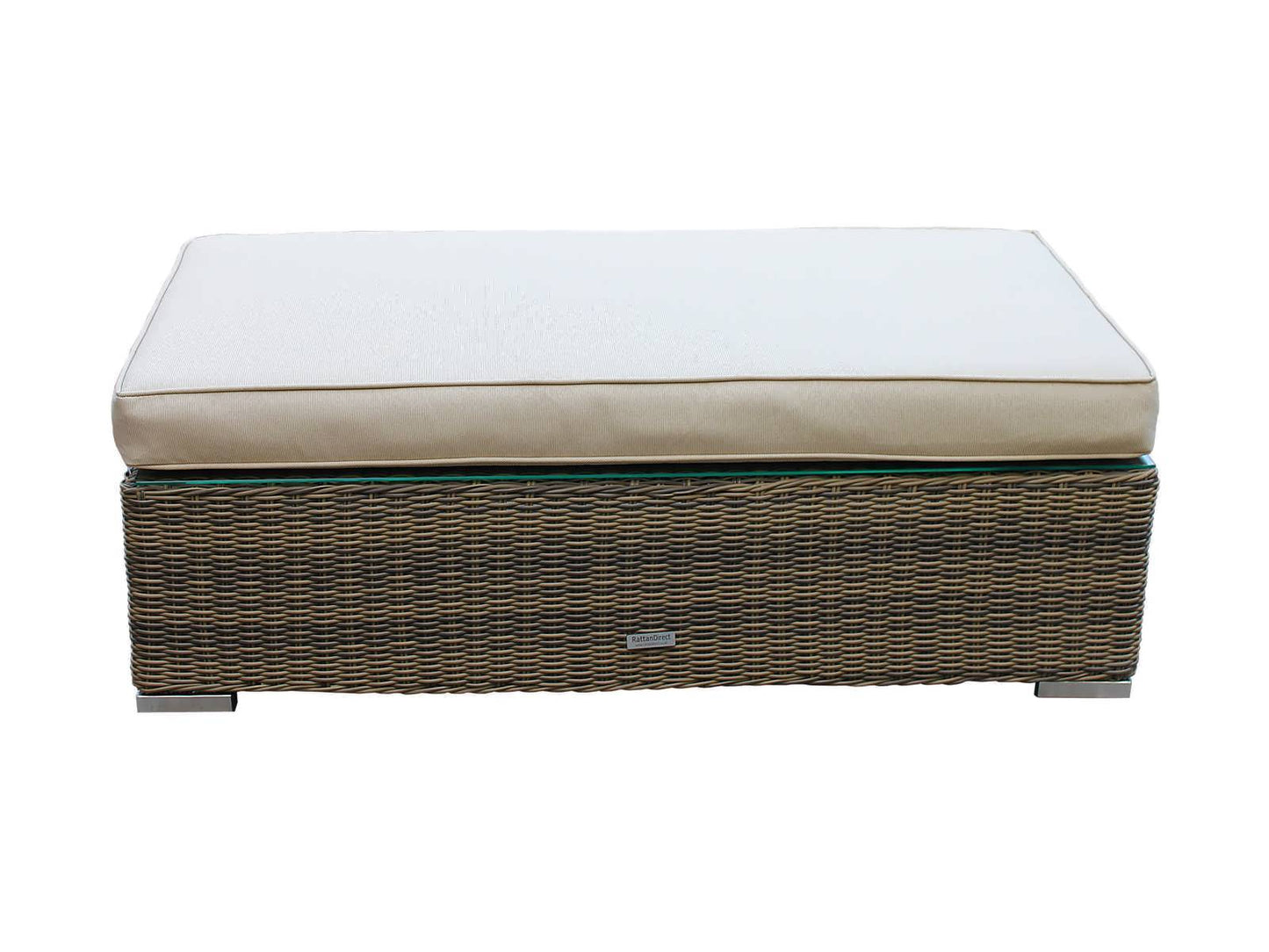 Monaco Rattan Garden Day Bed Sofa Set in Premium Truffle Brown and Champagne