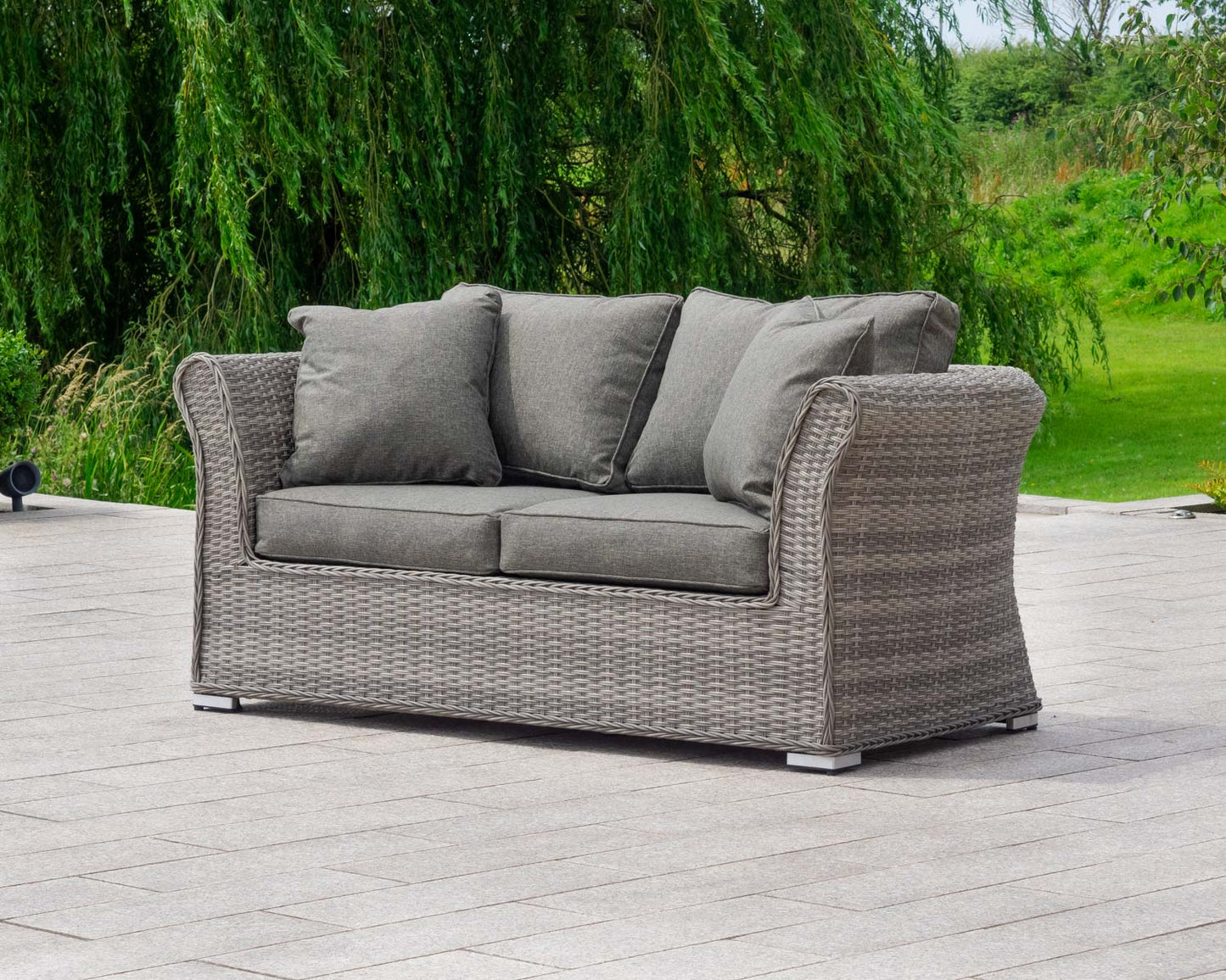 Lisbon 2 Seater Rattan Garden Sofa in Grey