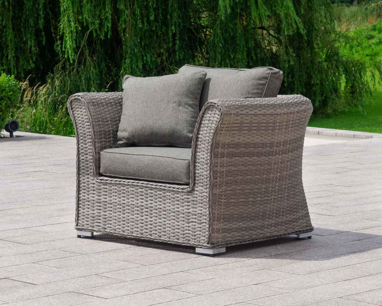 Lisbon Rattan Garden Armchair in Grey