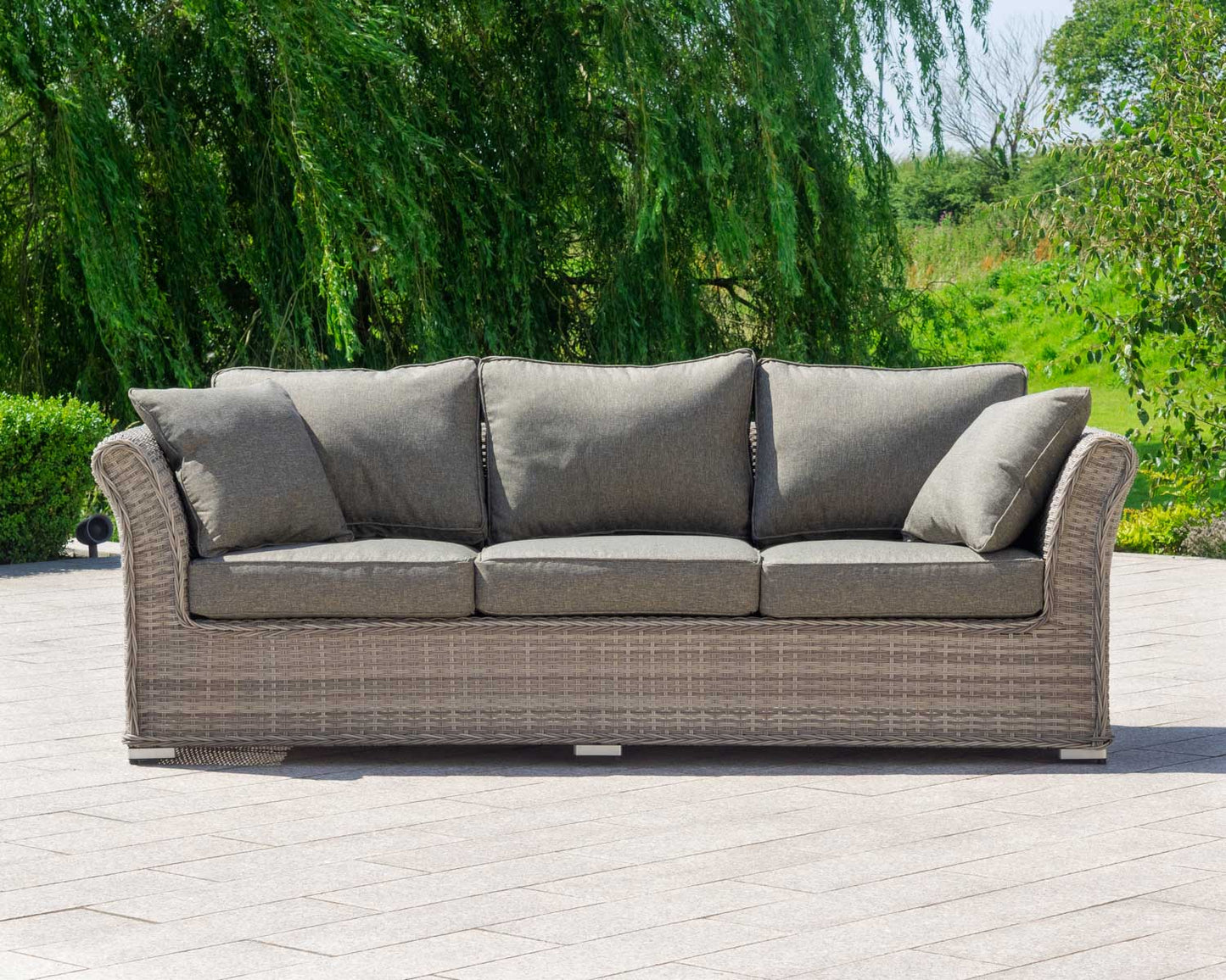 Lisbon 3 Seater Rattan Garden Sofa Set in Grey
