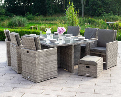 Barcelona 6 Seater Cube Set With Footstools in Grey