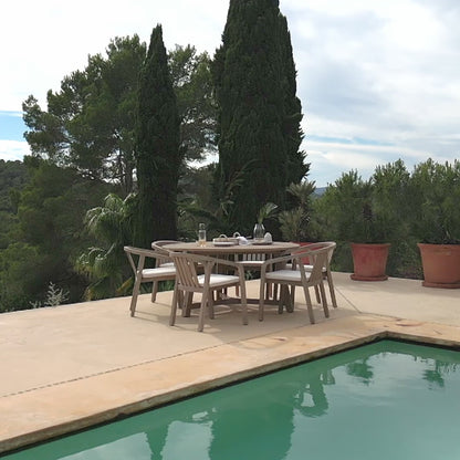 Shiro 6 Seater Wooden Round Garden Dining Table with 6 Shiro Chairs - 160cm