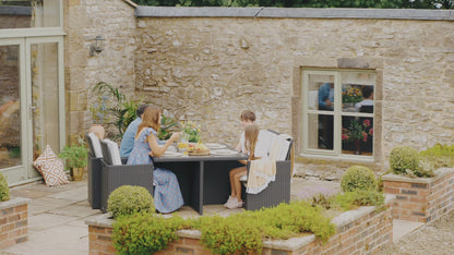 Barcelona 4 Seater Cube Set With Footstools in Black and Vanilla