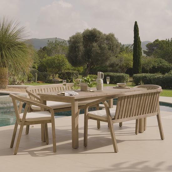 Palm Wppden 6 Seater Dining Set with Shiro - Laura James 