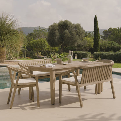 Palm Wppden 6 Seater Dining Set with Shiro - Laura James 