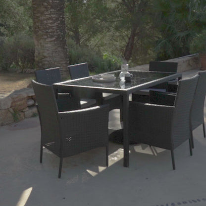 Marston 4 Seater Rattan Garden Dining Set - Natural Brown - Polywood Top