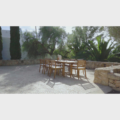 Aspen 4 Seater Wooden Extendable Garden Dining Set with Cushions - Cream Parasol - Laura James