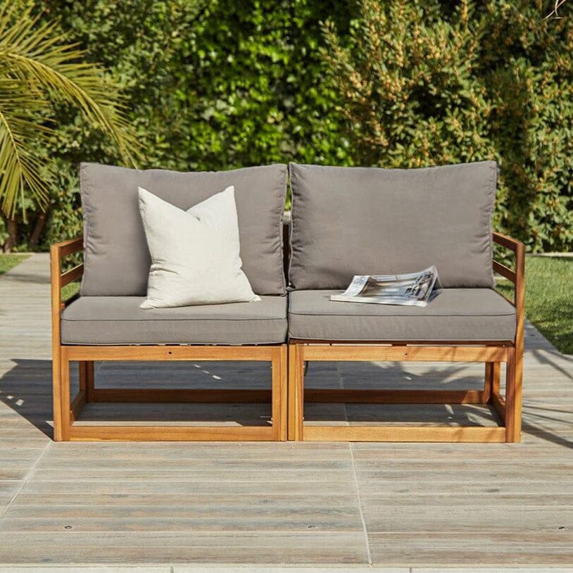 Rowan 2 Seater Wooden Garden Sofa - Grey - Laura James 