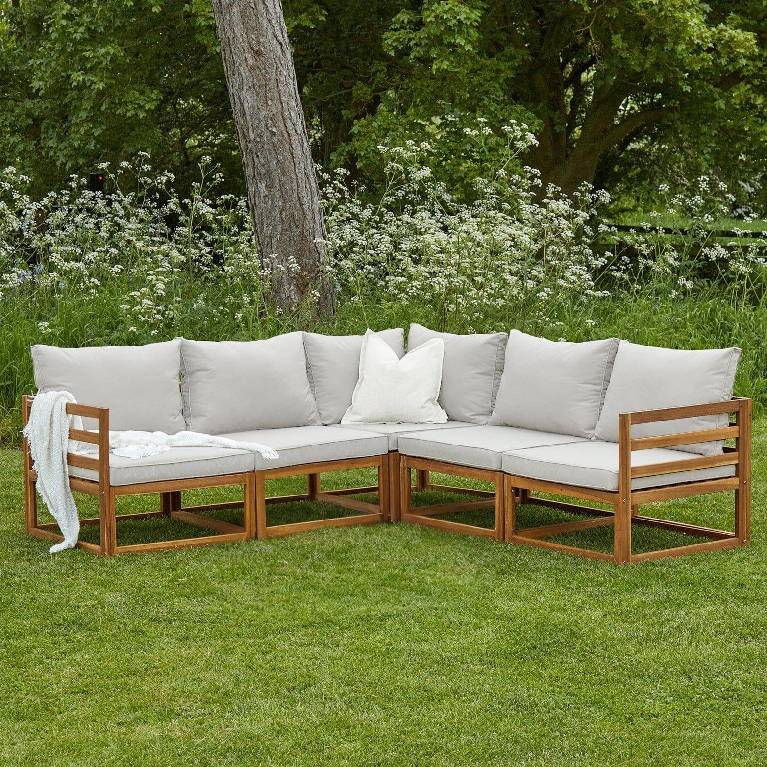 Rowan Natural 5 Seater Outdoor Wooden Sofa Set - Laura James
