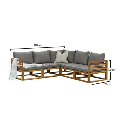 Rowan 5 Seater Wooden Garden Sofa Set - Natural - Laura James