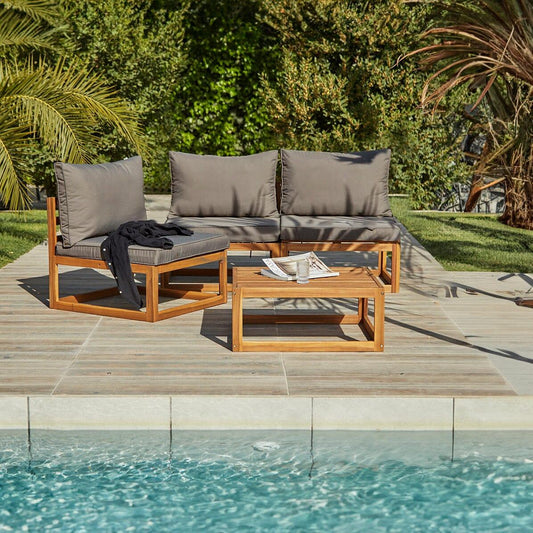 Rowan Grey Armchair with 2-Seater Sofa and Coffee Table Set