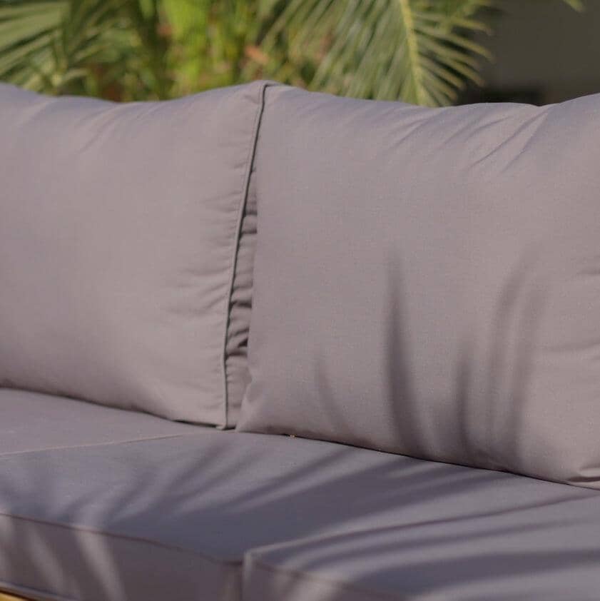 Rowan 3 Seater Wooden Garden Armless Sofa & Coffee Table - Grey