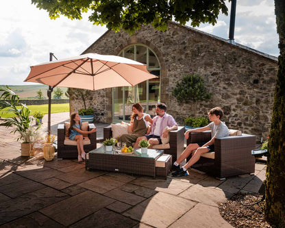 Ascot 4 Seater Rattan Garden Sofa Set in Chocolate and Cream