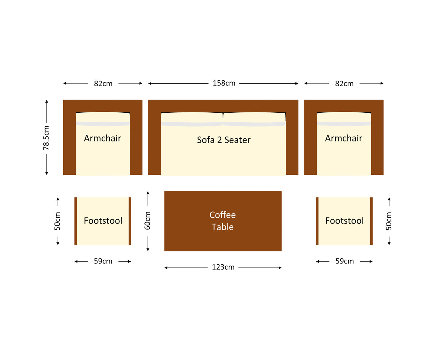 Ascot 4 Seater Rattan Garden Sofa Set in Chocolate and Cream
