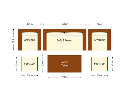 Ascot 4 Seater Rattan Garden Sofa Set in Chocolate and Cream