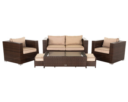 Ascot 4 Seater Rattan Garden Sofa Set in Chocolate and Cream
