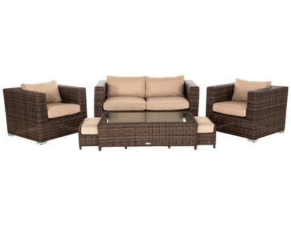 Ascot 2 Seater Rattan Garden Sofa Set in Premium Truffle Brown and Champagne