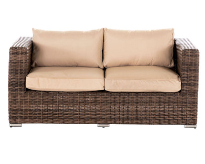Ascot 2 Seater Rattan Garden Sofa Set in Premium Truffle Brown and Champagne