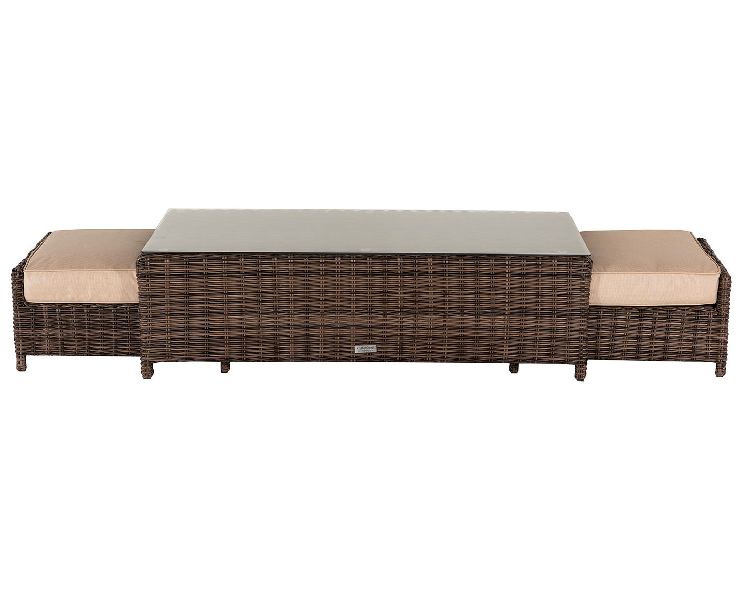 Ascot 2 Seater Rattan Garden Sofa Set in Premium Truffle Brown and Champagne