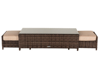 Ascot 2 Seater Rattan Garden Sofa Set in Premium Truffle Brown and Champagne