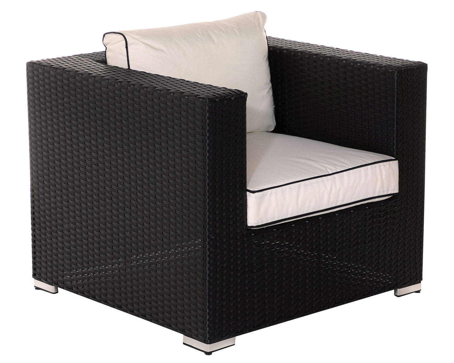 Ascot 3 Seater Rattan Garden Sofa Set in Black and Vanilla
