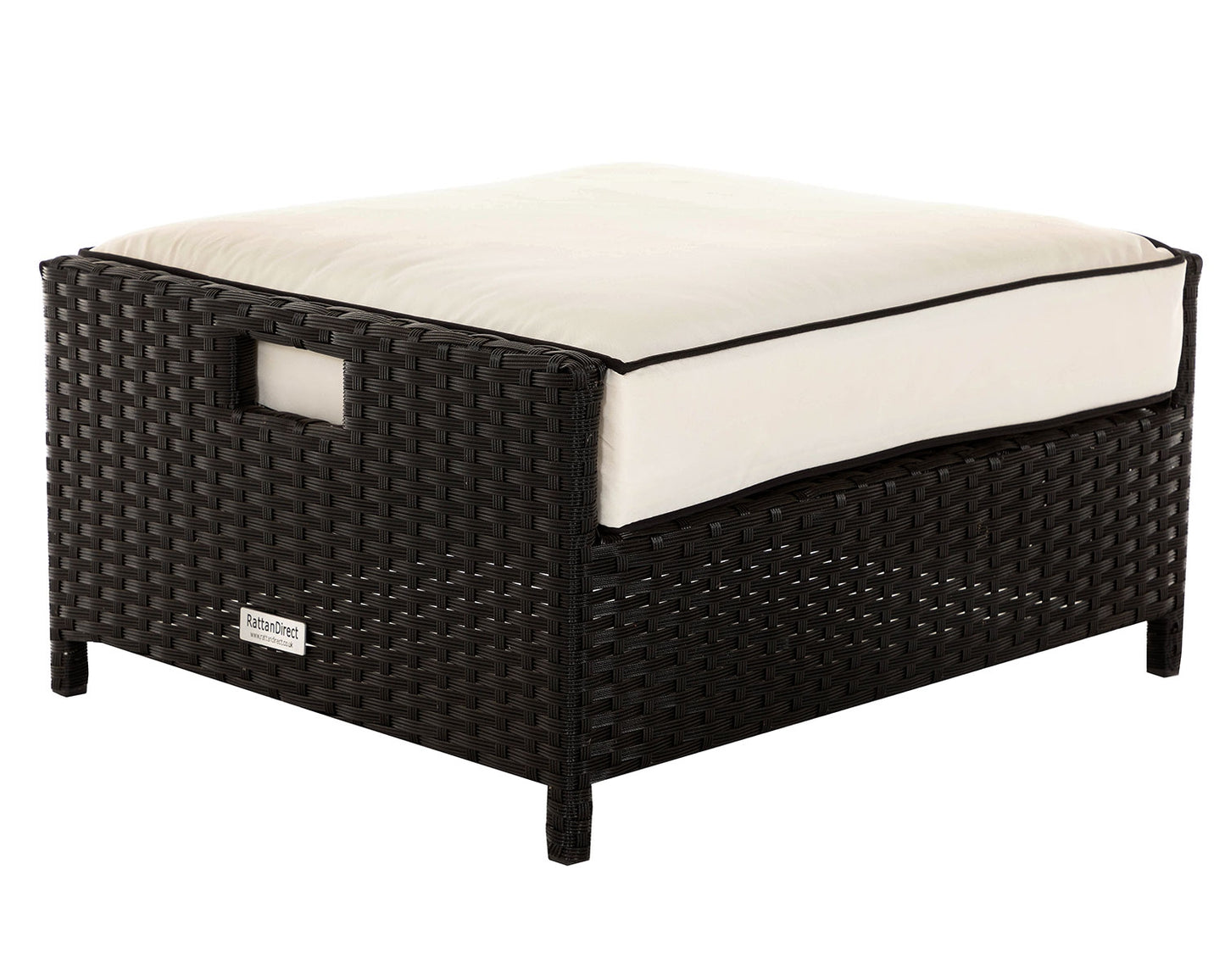 Ascot 3 Seater Rattan Garden Sofa Set in Black and Vanilla