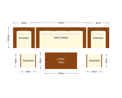 Ascot 5 Seater Rattan Garden Sofa Set in Chocolate and Cream