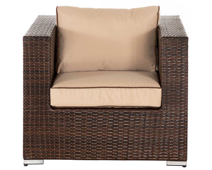 Ascot 5 Seater Rattan Garden Sofa Set in Chocolate and Cream