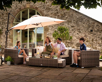 Ascot 3 Seater Rattan Garden Sofa Set in Premium Truffle Brown and Champagne