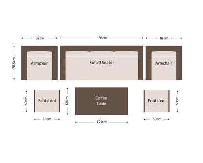 Ascot 3 Seater Rattan Garden Sofa Set in Premium Truffle Brown and Champagne
