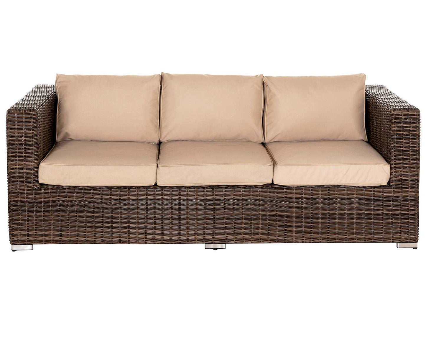 Ascot 3 Seater Rattan Garden Sofa Set in Premium Truffle Brown and Champagne