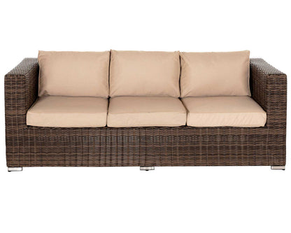 Ascot 3 Seater Rattan Garden Sofa Set in Premium Truffle Brown and Champagne