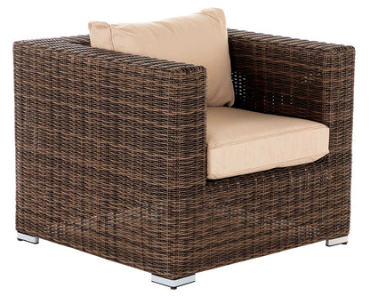 Ascot 3 Seater Rattan Garden Sofa Set in Premium Truffle Brown and Champagne