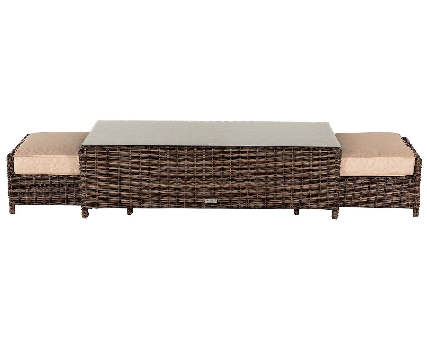 Ascot 3 Seater Rattan Garden Sofa Set in Premium Truffle Brown and Champagne